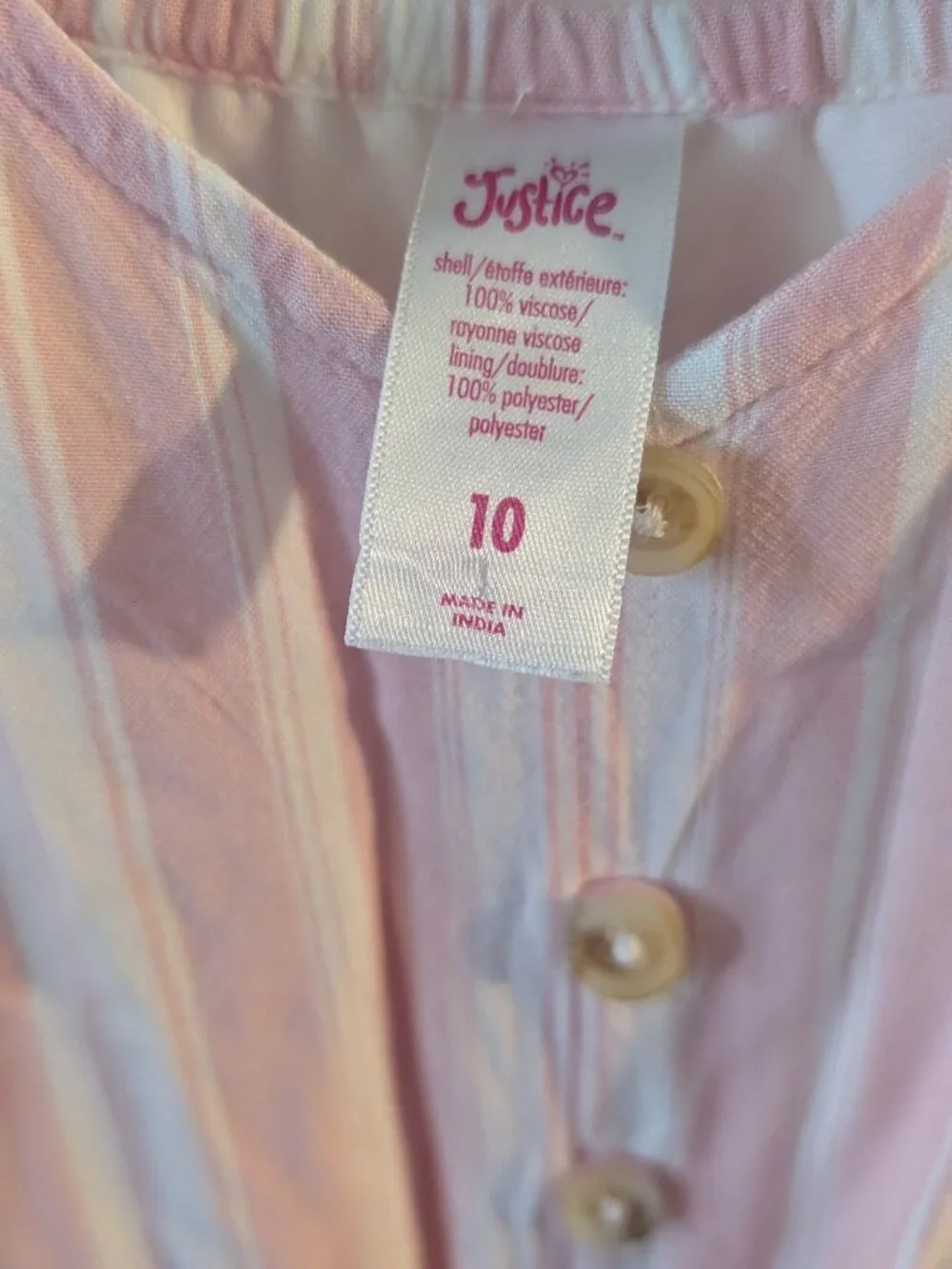 Justice Pink Striped Jumpsuit - Size 10